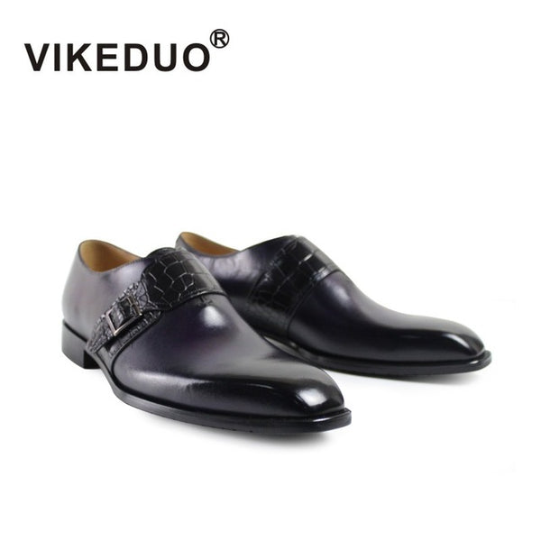 VIKEDUO Flat Classic Men's monk Shoes