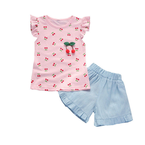 BibiCola baby girl vest+shorts kids clothing