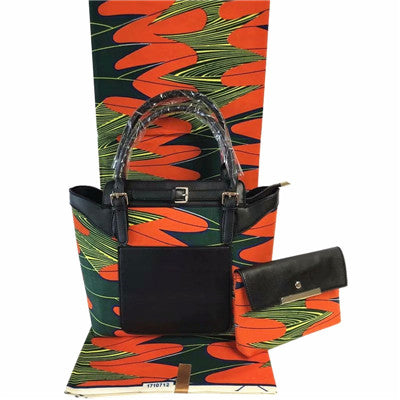 African wax print fabric women handbag sets