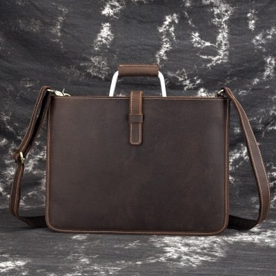 Crazy horse genuine leather laptop bag