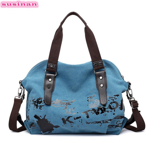 Vintage Graffiti Canvas Ladies Handbag