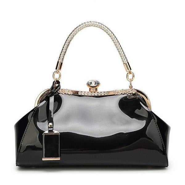 Patent leather shoulder handbags
