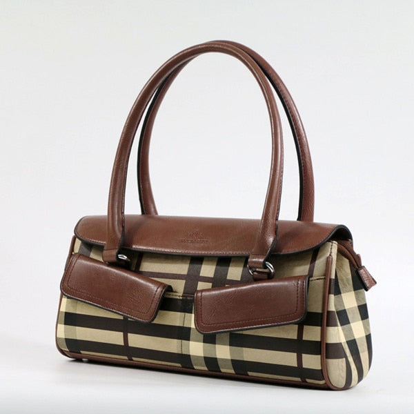 Plaid Stripes Leather Women Bag\Handbags