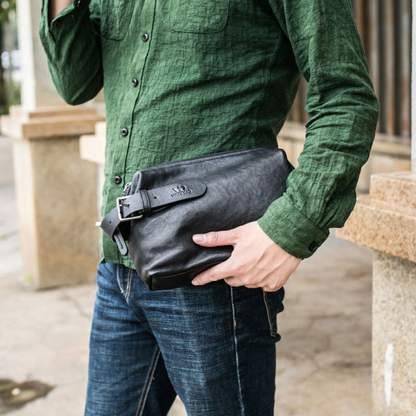 Wmnuo Soft Sheepskin Men Clutch Bag