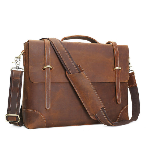 ROCKCOW Vintage Crazy Horse Leather Laptop  Bag