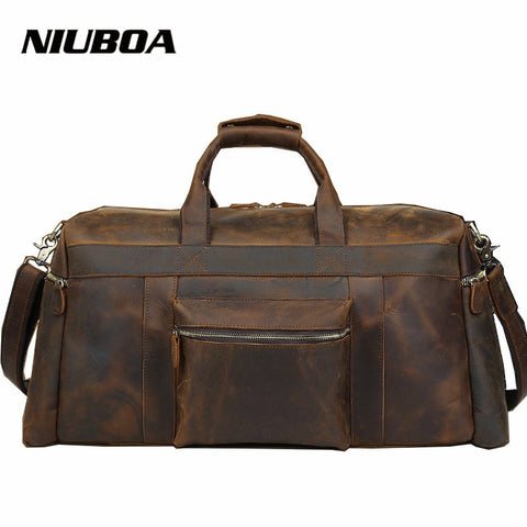 NIUBOA 100% Genuine Leather Travel Bag