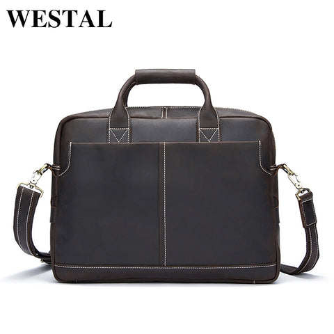 WESTAL Genuine Leather Laptop Bag