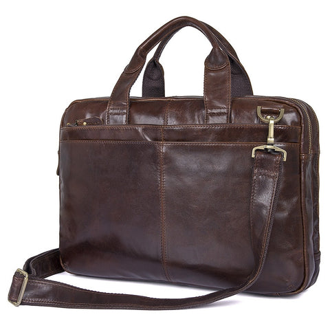 Nesitu Vintage Coffee Leather Men Laptop Bag