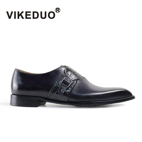 VIKEDUO Flat Classic Men's monk Shoes