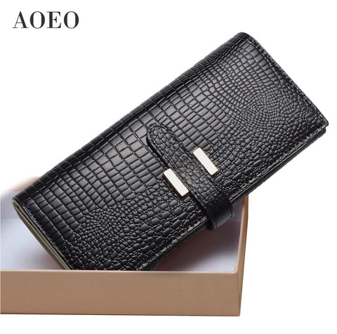 AOEO female genuine leather slim purse