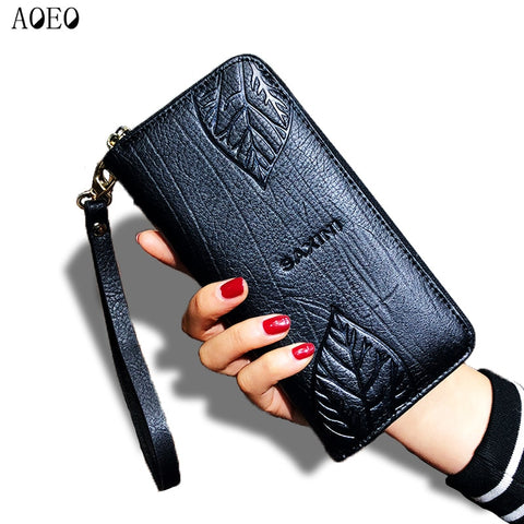 AOEO Ladies Embossing Genuine Leather Wallet