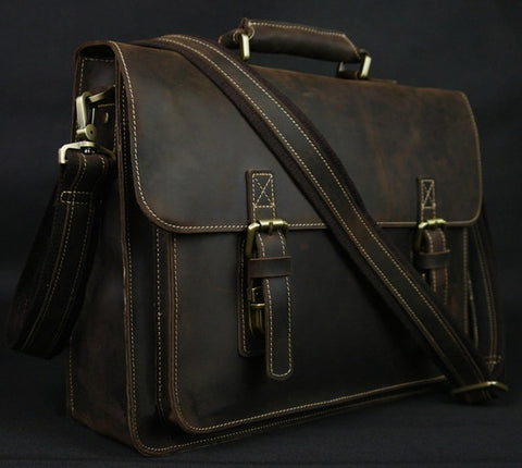 Vintage Crazy Horse Leather Laptop Bag