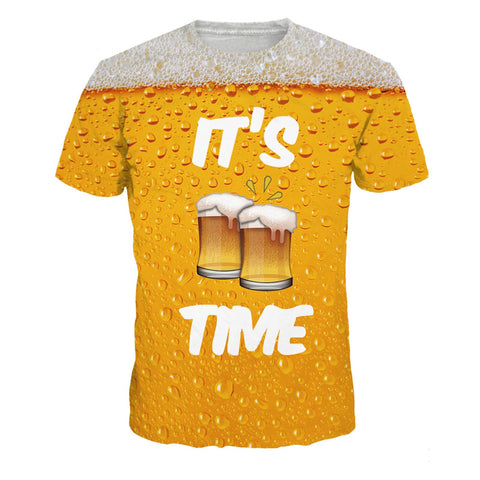 It's Beer Time 3D Letters Print T Shirt
