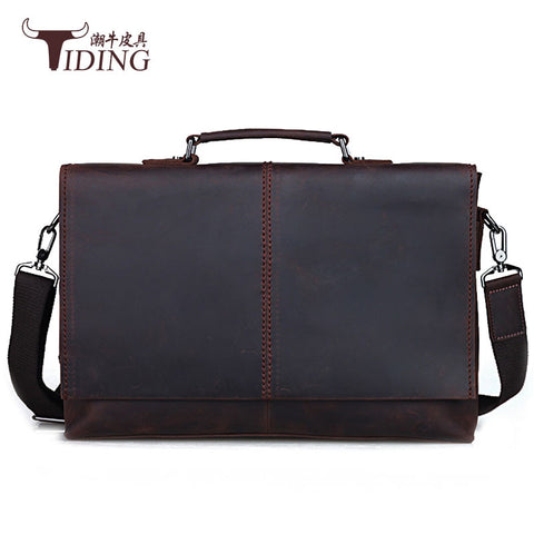 vintage leather crazy horse laptop bag