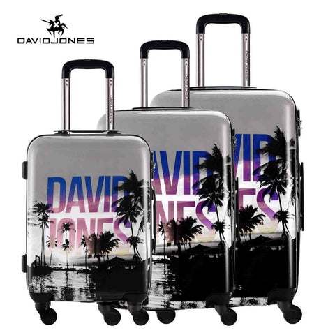DAVIDJONES wheel travel rolling luggage 3 piece suitcase