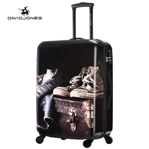 DAVIDJONES wheel travel 20 inch vintage suitcase