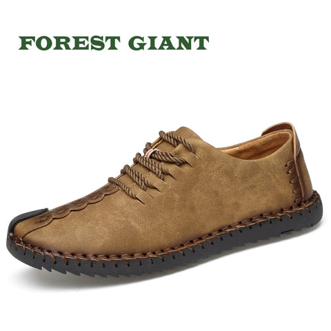 FOREST GIANT  Solid Pu Leather Male Causal Shoes