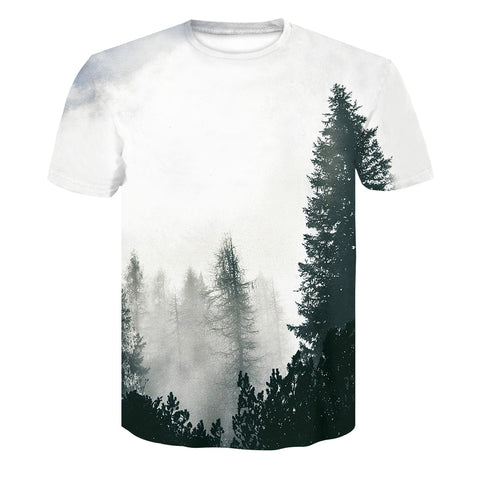 3d Print Winter Forest Trees Quick Dry Summer Tshirts